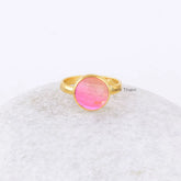 Bio Tourmaline Quartz Gemstone Ring - Gold Plated 925 Sterling Silver Handmade Ring - Jewelry for Bride - Jewelry for Artist - Gift for Her